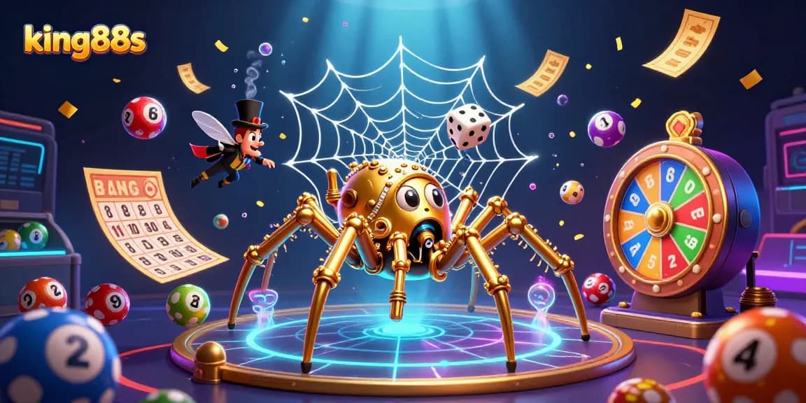 king88s enhances the gaming experience with a dynamic 3D illustration of thrilling casino action.