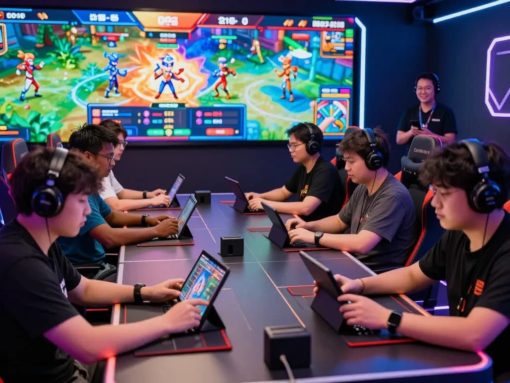 OPEN88 dynamic online gaming session showcasing diverse players engaged with modern technology in a vibrant atmosphere.