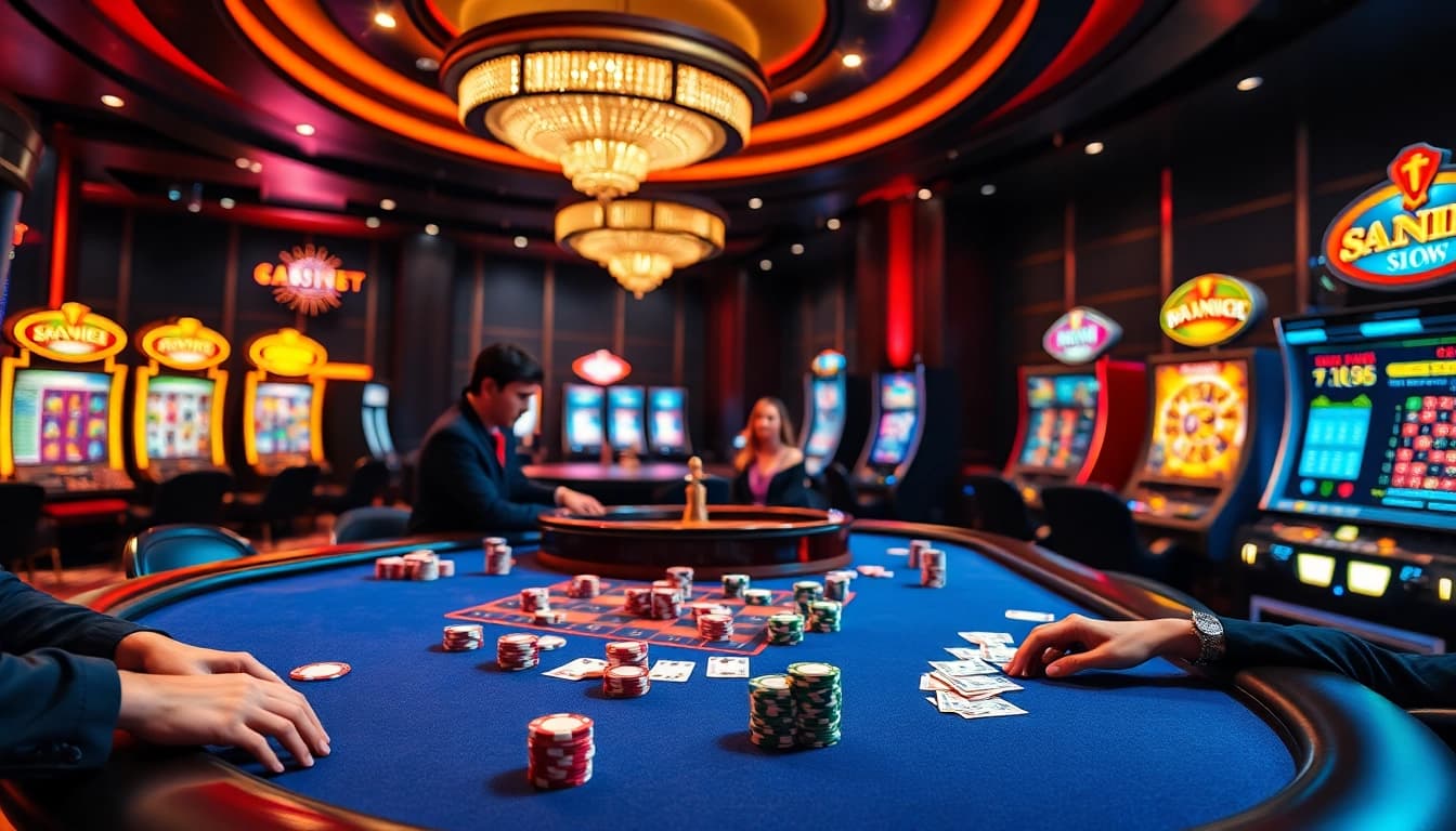 Engaging poker game at a luxurious casino by PG Provider, showcasing excitement and strategy.