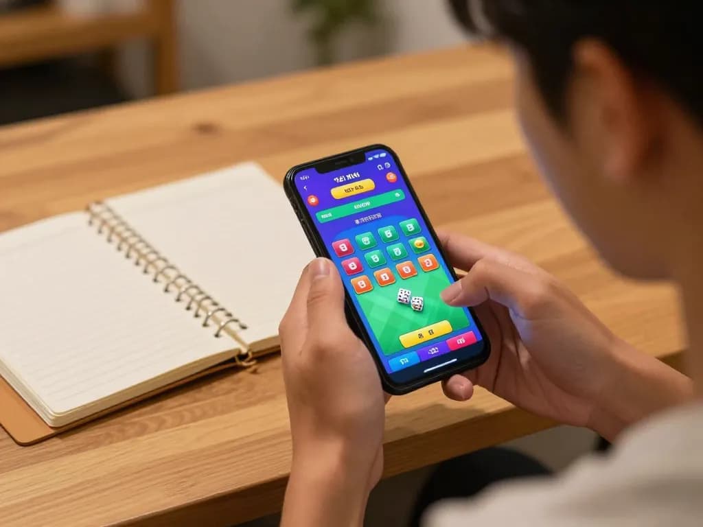 Tài xỉu online gameplay on a smartphone, individual engaged in betting strategies and dice results.