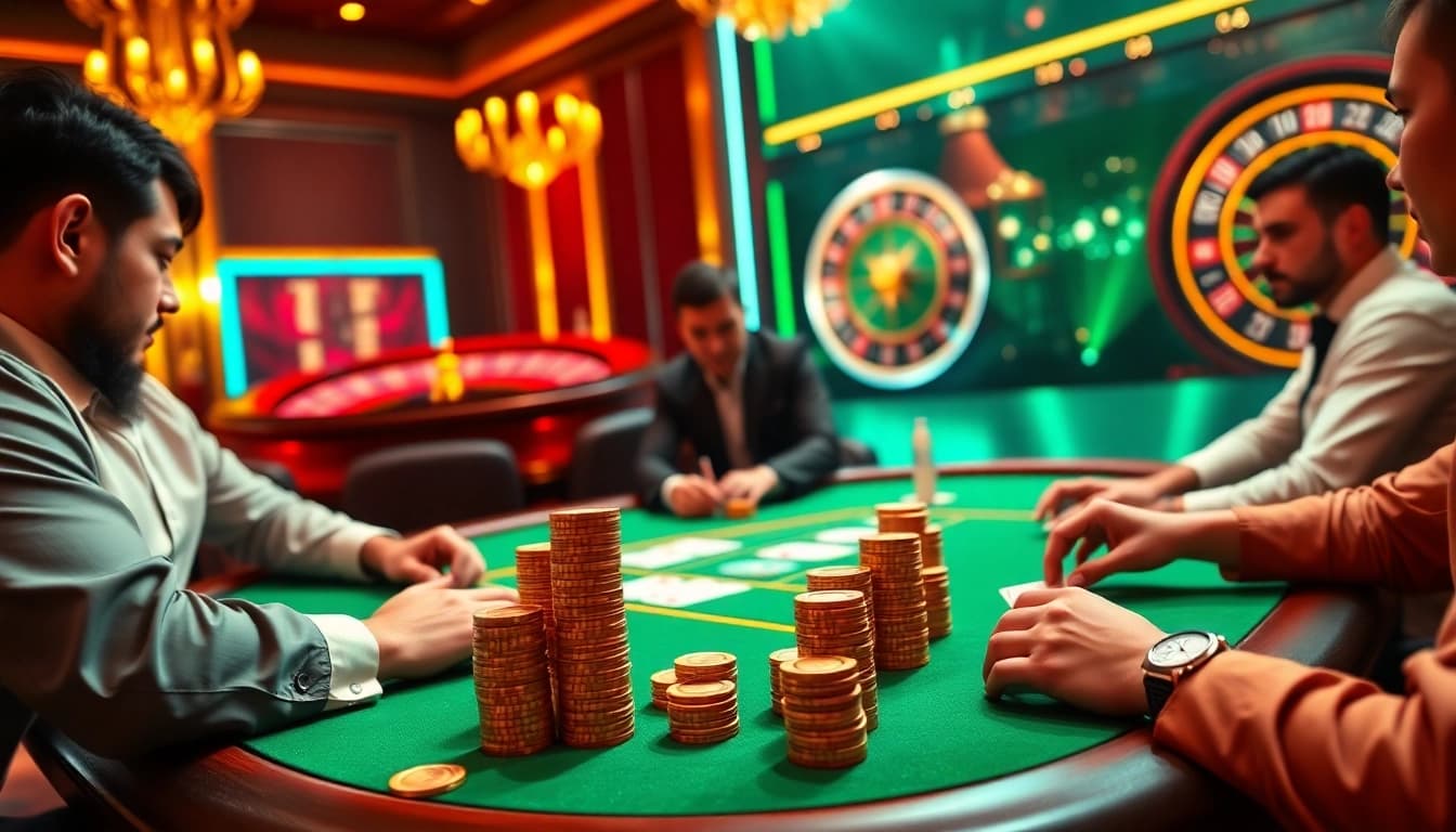 Experience thrilling gameplay at 88aa's luxurious casino table filled with poker chips and cards.