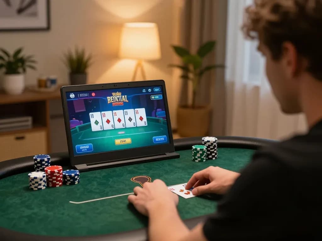 Player strategizing for a win during an intense sunwin online poker game.