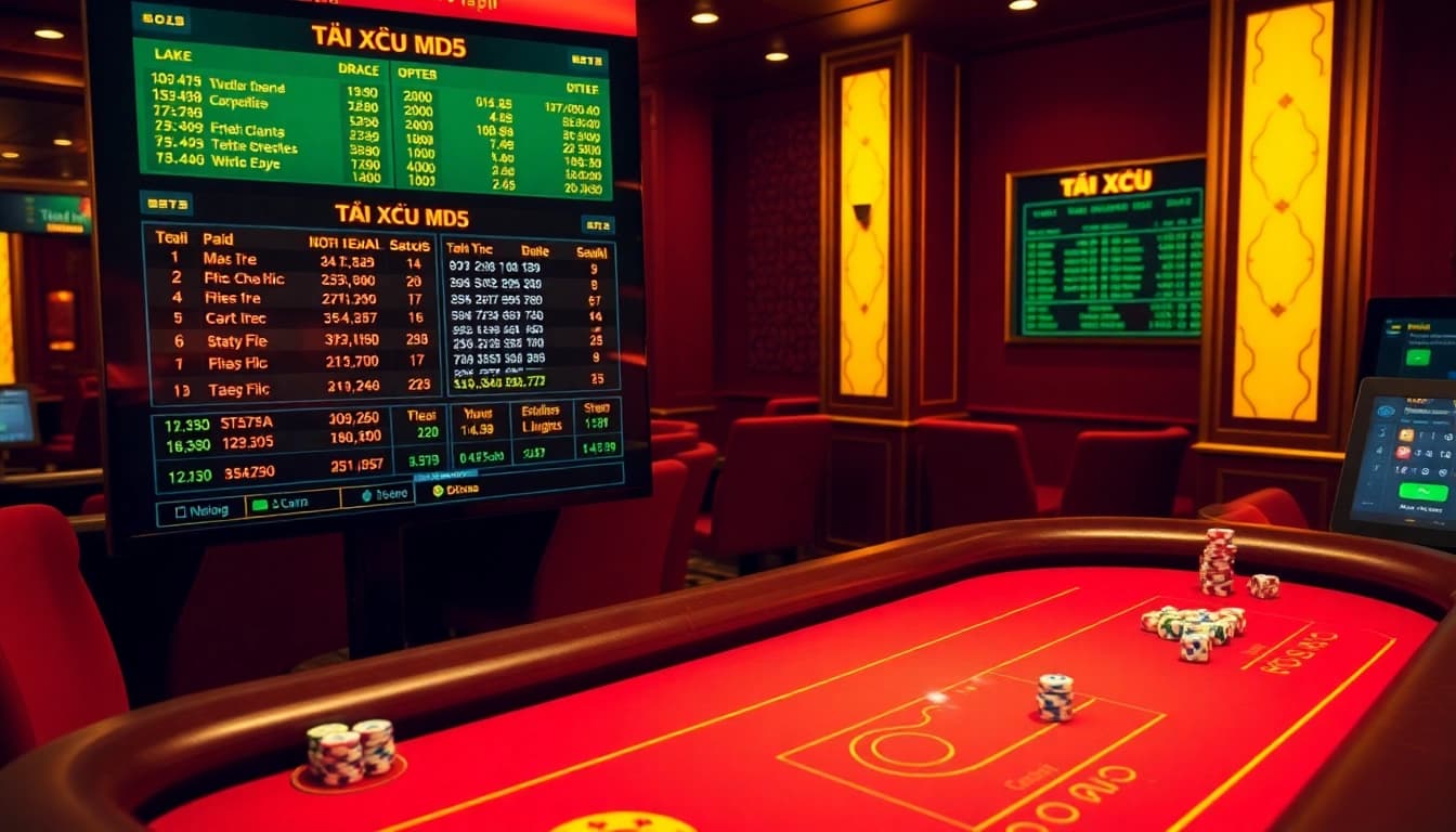 Tài xỉu md5 game interface showcasing vibrant casino elements and vibrant betting scene