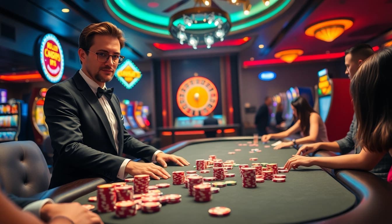 Experience thrilling gambling excitement at https://nk88s.net/ with a vibrant online casino scene featuring poker action.