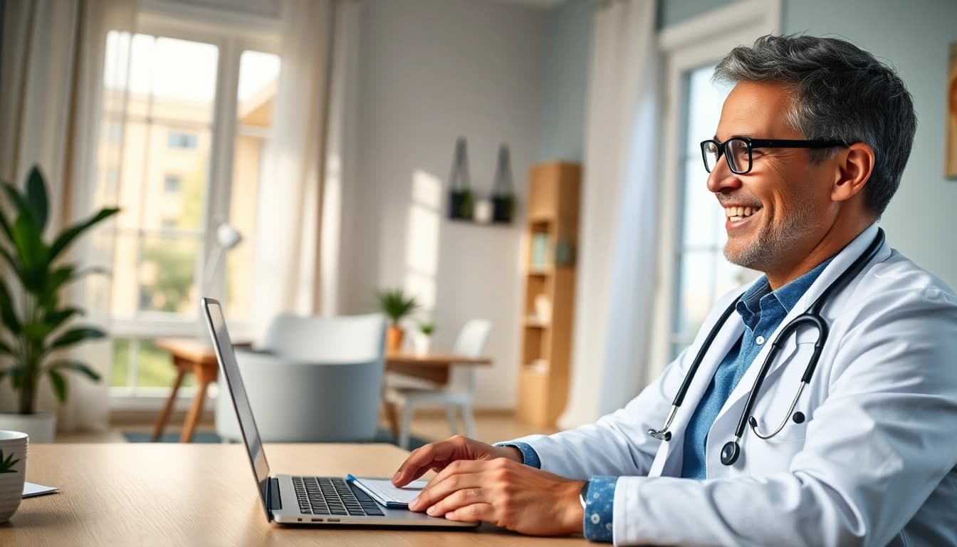 Engage in a chat with a doctor online now through a professional consultation scene.