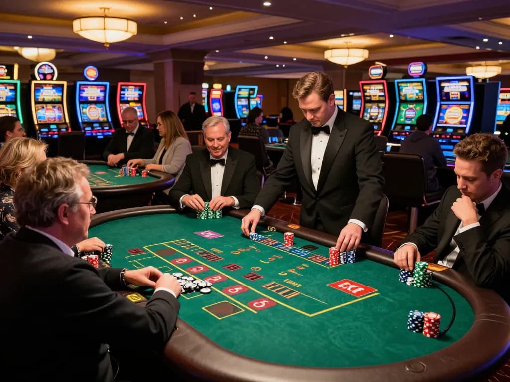 Players enjoying a game of blackjack at the casino floor featuring tr88 chips in vibrant action.