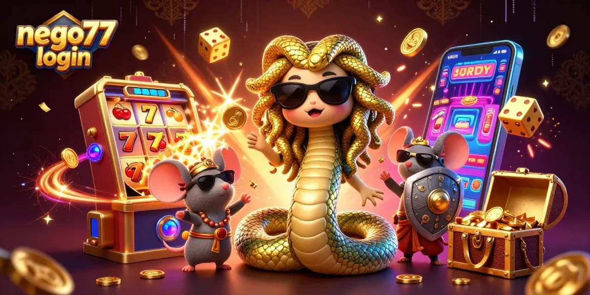 Experience seamless gaming with nego77 login amidst a vibrant casino scene featuring exciting slots.
