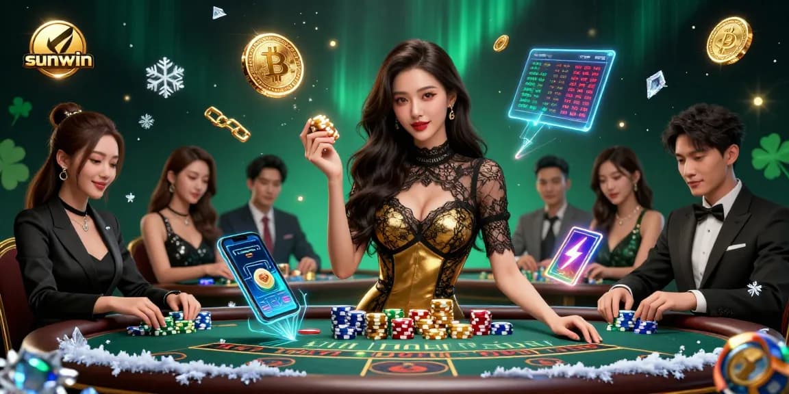 Experience the thrills of sunwin at a VIP baccarat table featuring glamorous elements and stunning 3D visuals.