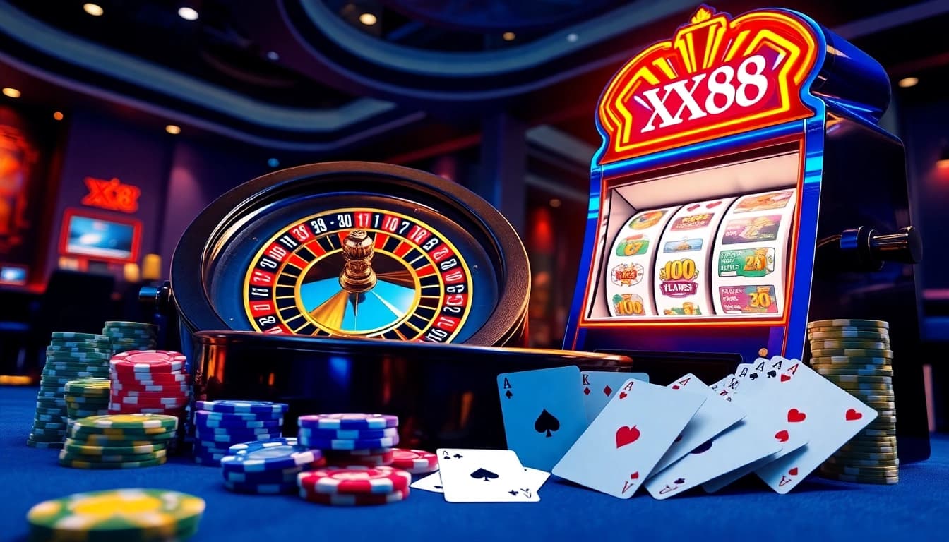 Experience high-stakes action at link xx88 with vibrant casino visuals and exciting gambling elements.