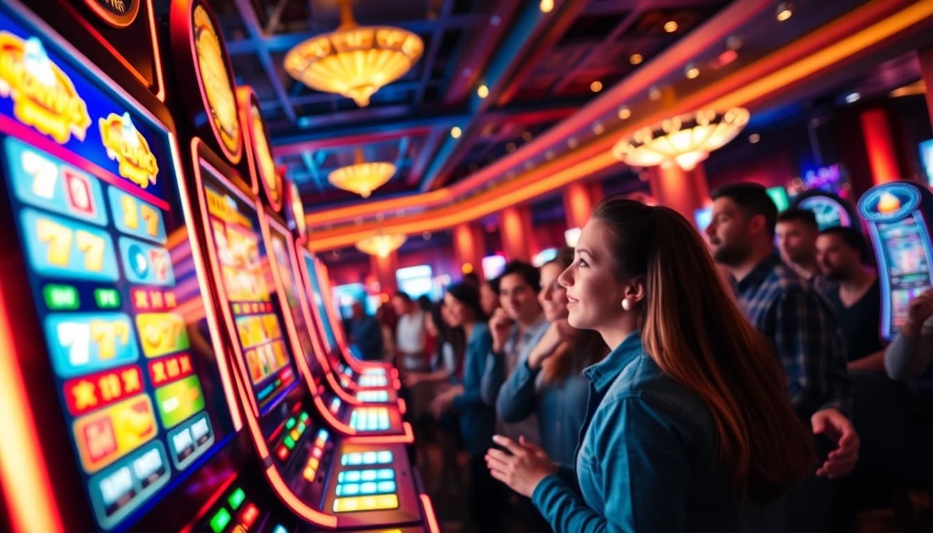Garasislot menarik perhatian dengan mesin slot yang berwarna-warni dan suasana kasino yang enerjik.