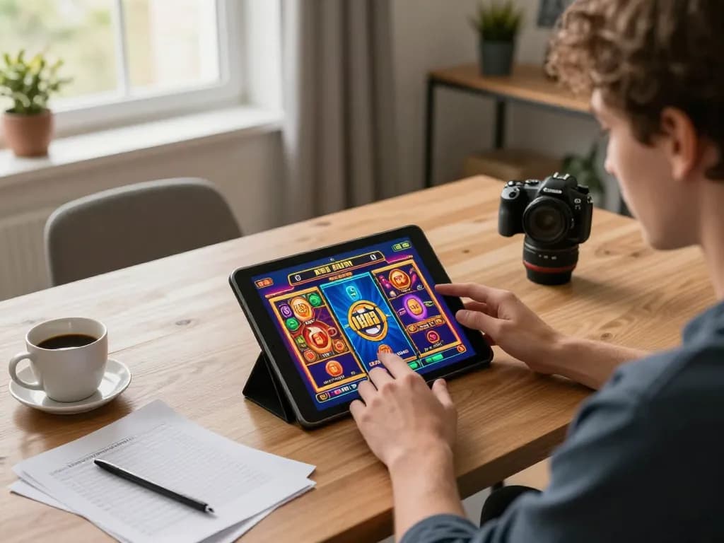 Experience thrilling online pokies Australia from home during an intense gaming session on a tablet.