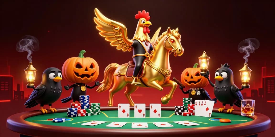 Engage with hitclub's vibrant casino action featuring a golden rooster and friendly crows.