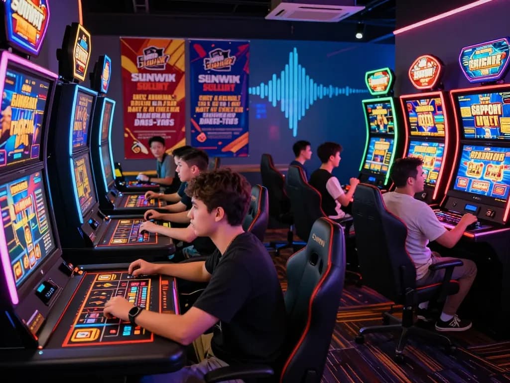 Engaging players on the web Sunwin platform enjoying live games and slot machines in a vibrant gaming environment.