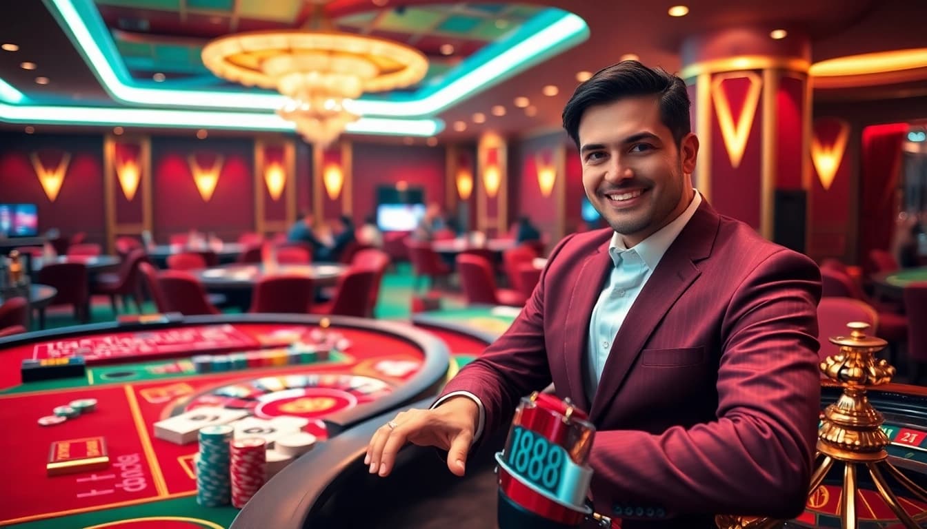 The excitement of betting at u88 Casino with vibrant tables and confident players.