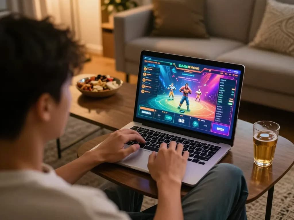 Engaging in Đá gà thomo live stream betting in a cozy living room setting.