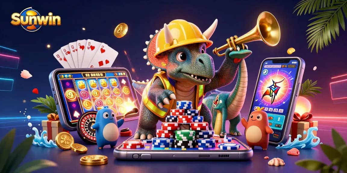 Sunwin promotes excitement with a colorful 3D scene of gambling triumphs and casino fun.