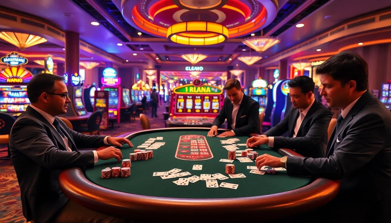 Engage in thrilling gambling at https://9keonhacai.com/ with vibrant chips and exciting casino tables.