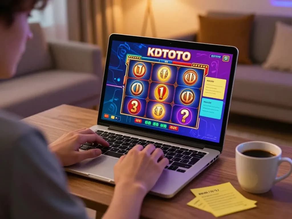 KDTOTO player spinning slots in an inviting home gaming setup