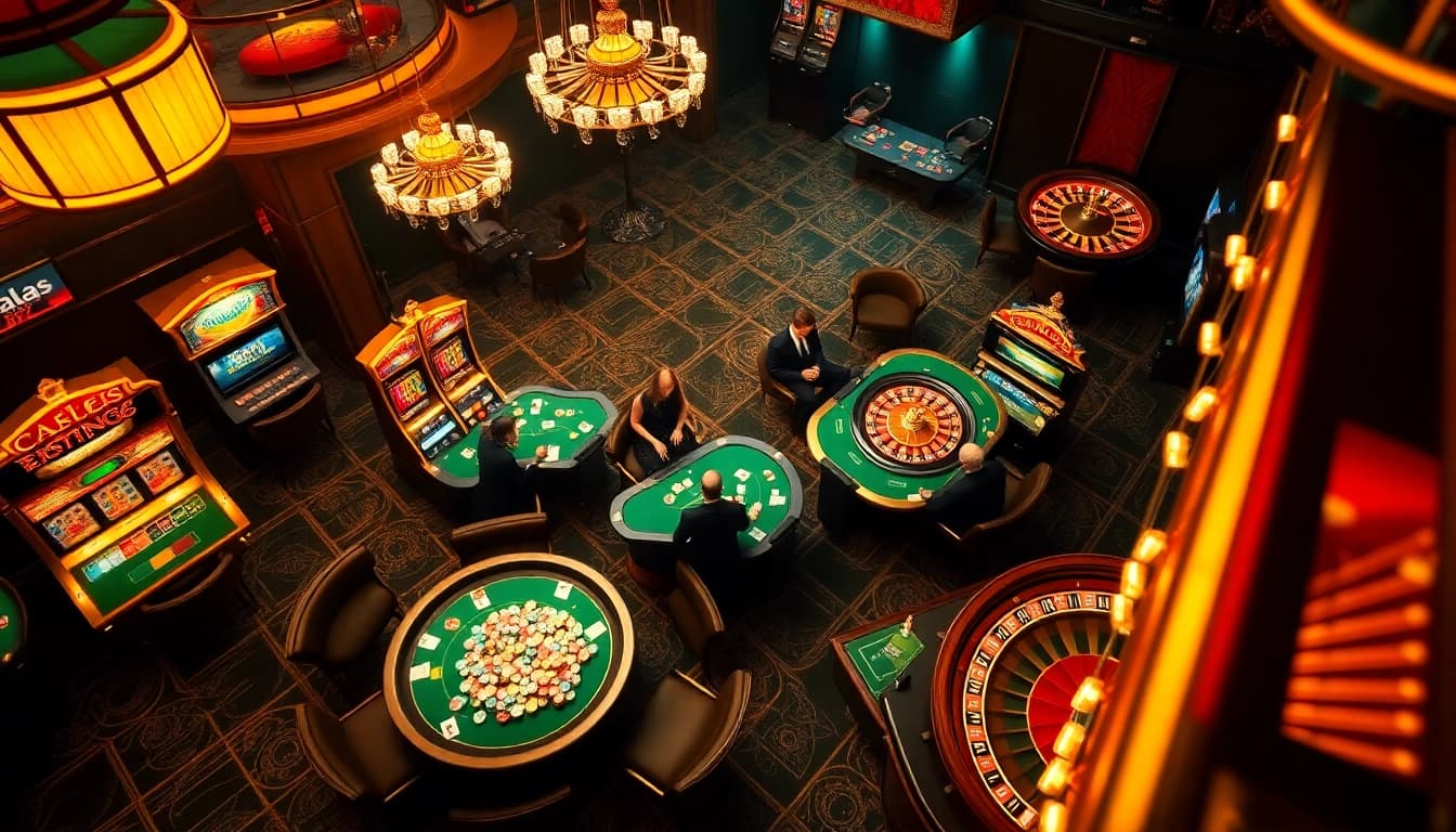 Experience the thrill of gambling at XX88 with vibrant poker tables and flashing slot machines.