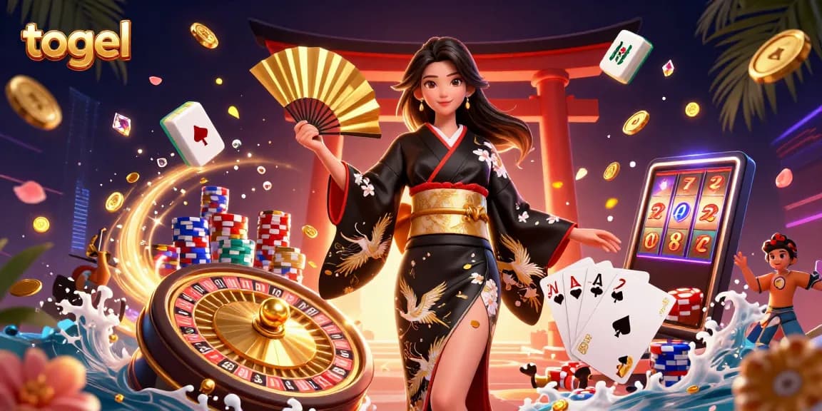 Engage in exciting togel gameplay with a dynamic scene of traditional elegance and casino excitement.