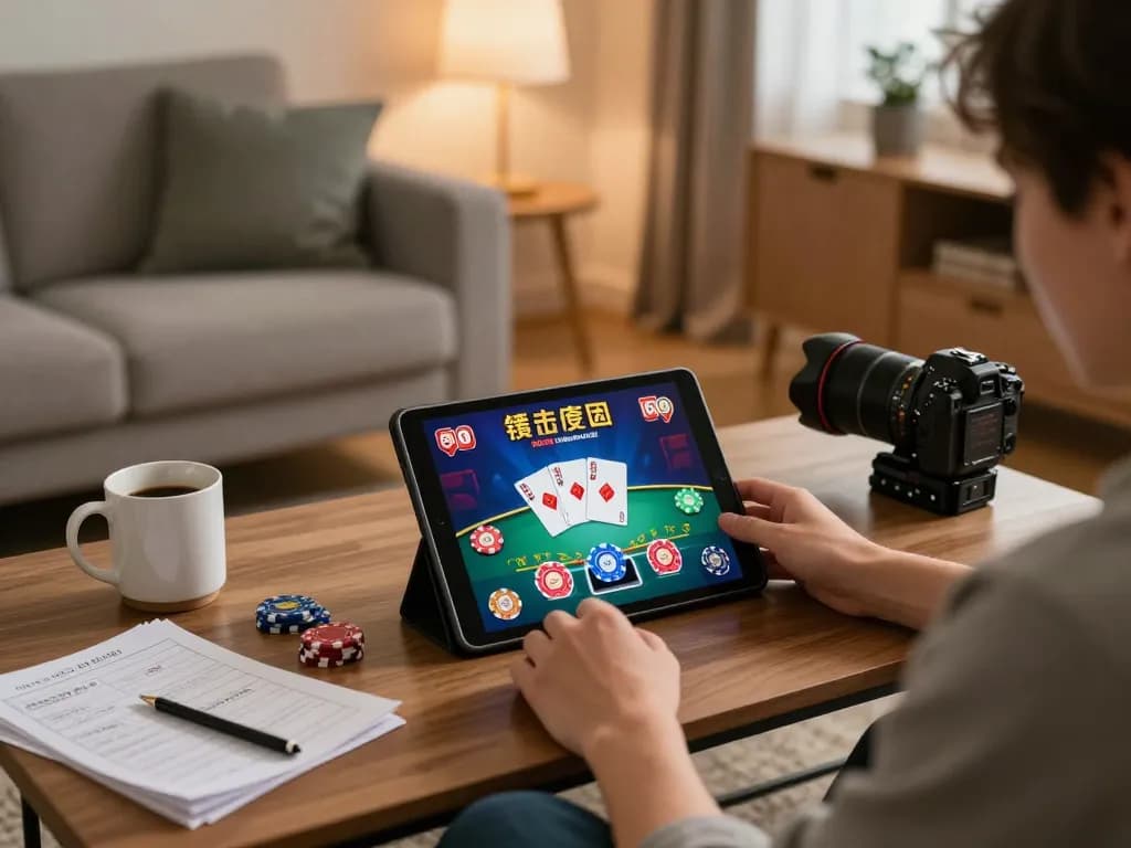 Player engaging in exciting gameplay on Sunwin casino app at home, showcasing strategic planning.