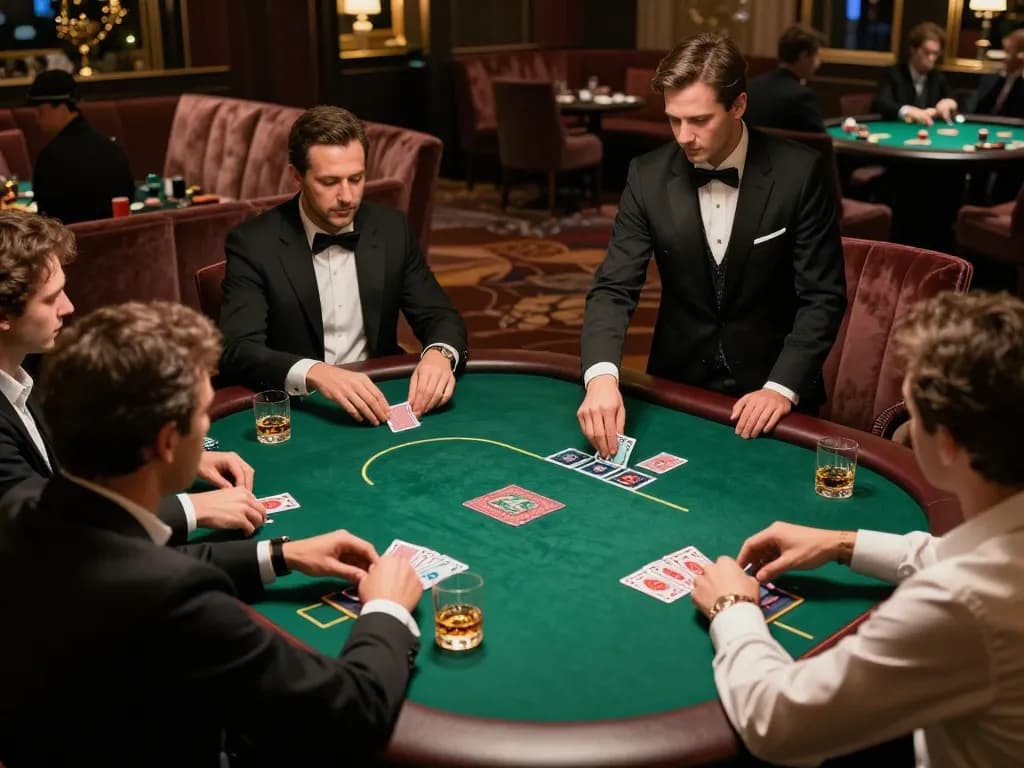 The nohu-themed poker night scene captures high-stakes gameplay with focused players and a professional dealer.