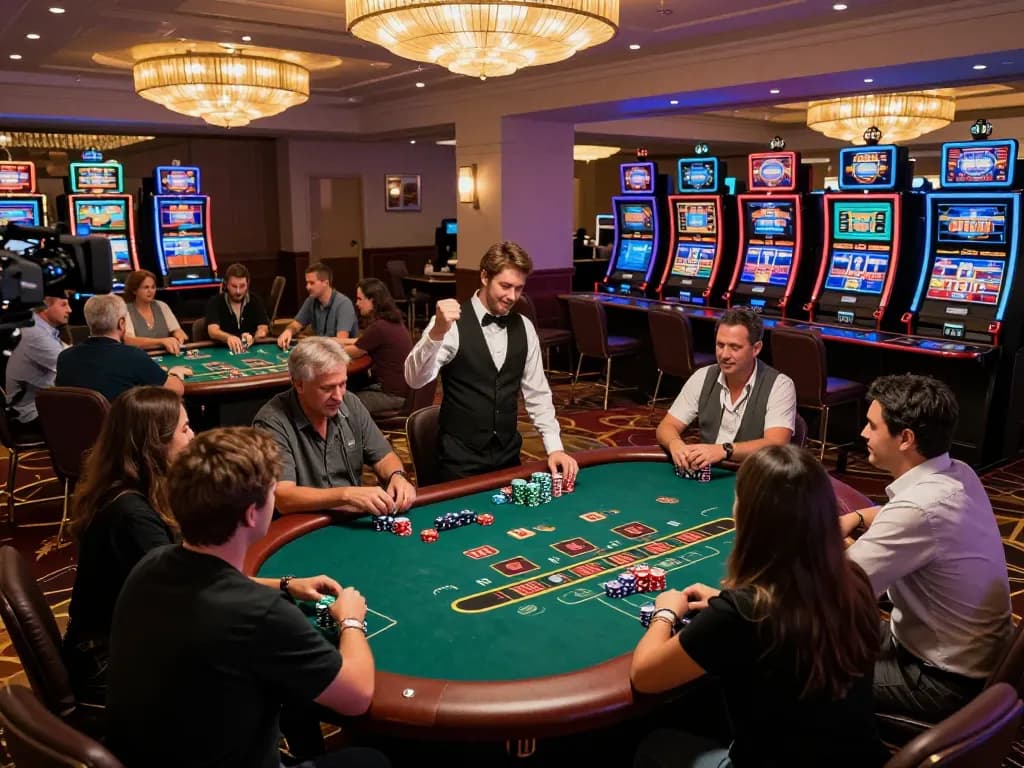 Active players enjoying Pragmati Play tables in a lively casino atmosphere filled with excitement.