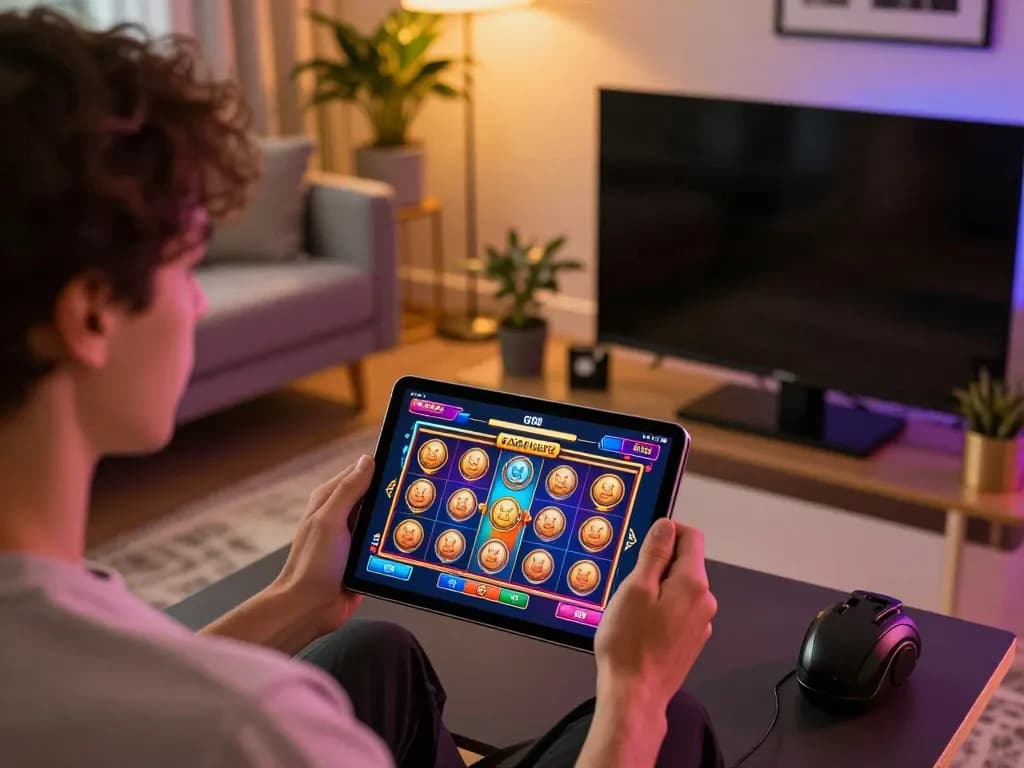 Engaging gameplay on Gsc108 app showcasing vibrant slot action on a tablet.