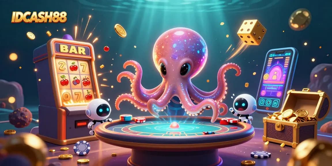 Play interactive casino games with IDCASH88, featuring vibrant alien characters and dazzling visuals.