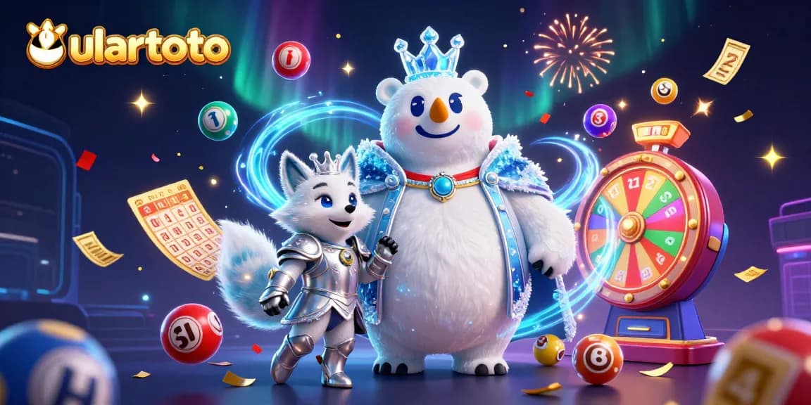 Play with ulartoto's dynamic lottery experience featuring ice king and snow fox in a vibrant scene.