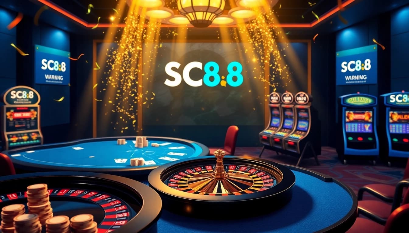 Experience thrilling gambling at SC88 with vibrant tables, exciting games, and festive lights.