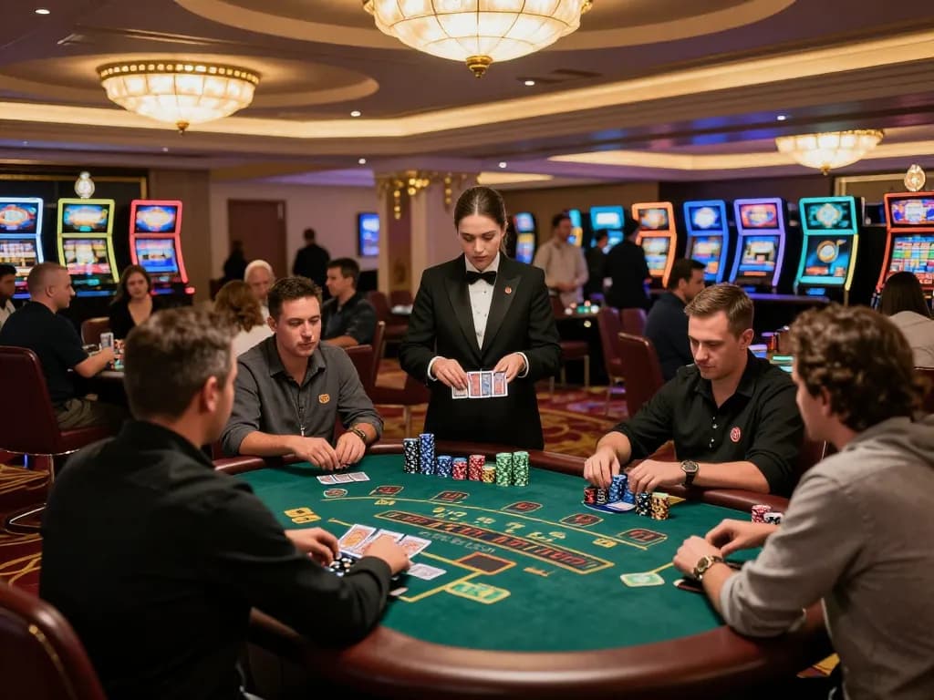 Players engaging in strategic blackjack gameplay at the casino, showcasing da88 dynamics and atmosphere
