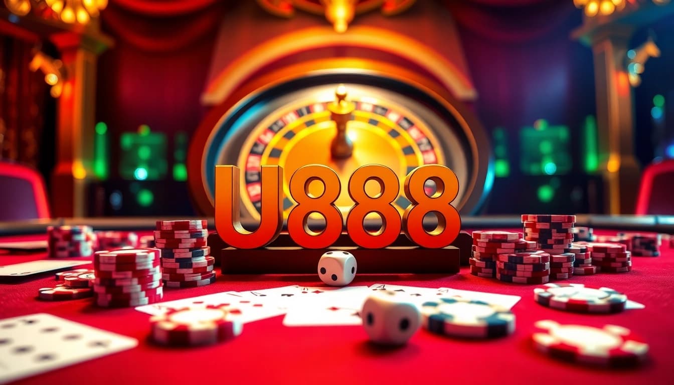 Exciting gameplay at U888 casino with polished poker chips and roulette wheel