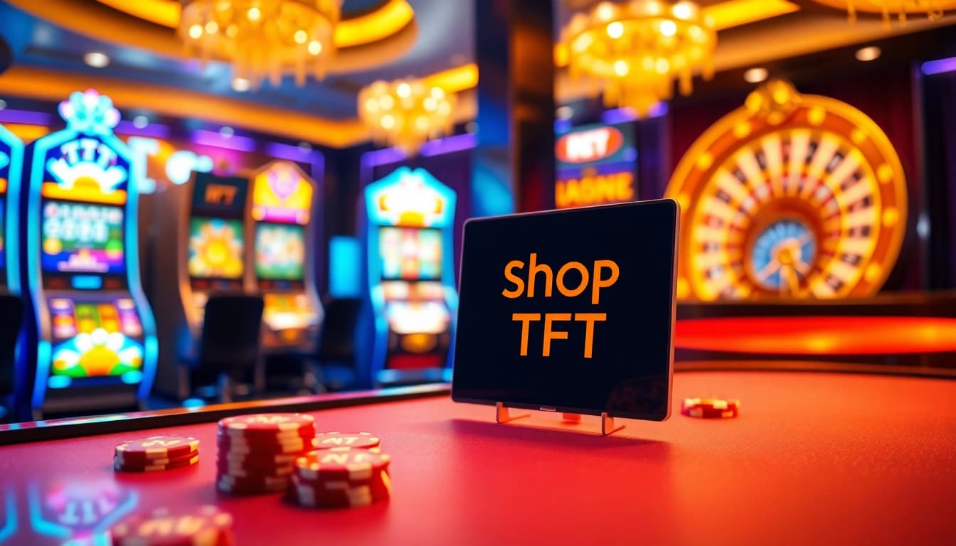Engaging scene centered around Shop tft, featuring vibrant gaming elements and luxurious casino settings.