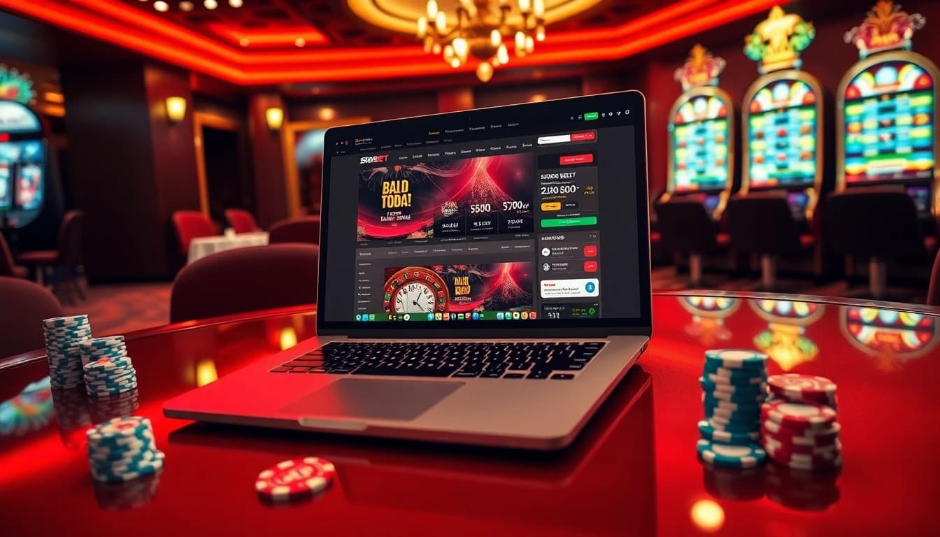 SBOBET link alternatif showcasing an exciting online betting interface with casino elements for gamblers.