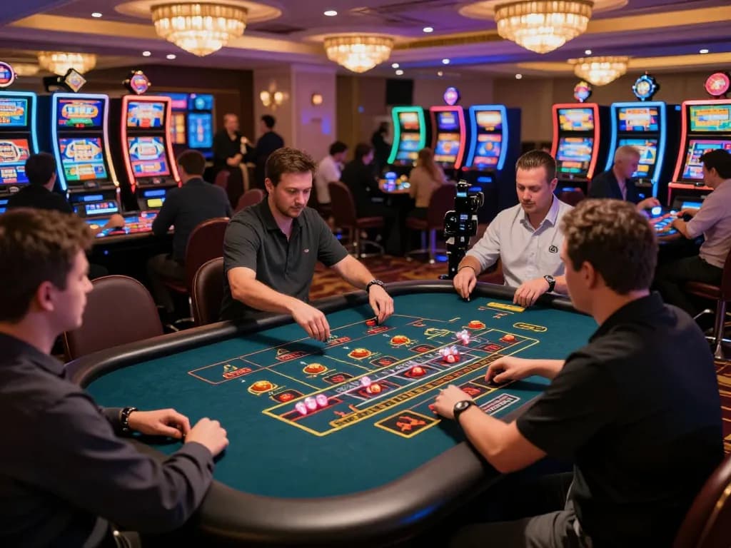 Players enjoying roulette and slots at F8BET casino, capturing excitement and strategic gameplay.