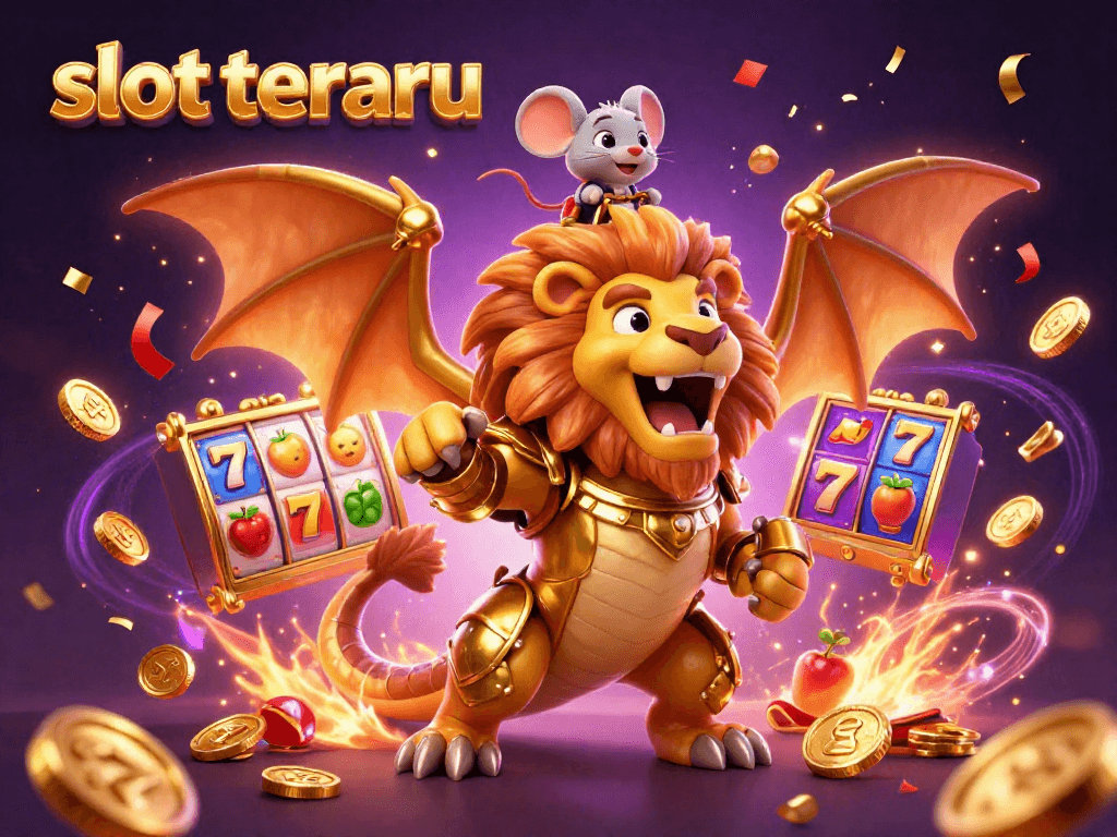 Play your favorite slot terbaru games featuring vibrant reels and a champion chimera creature.