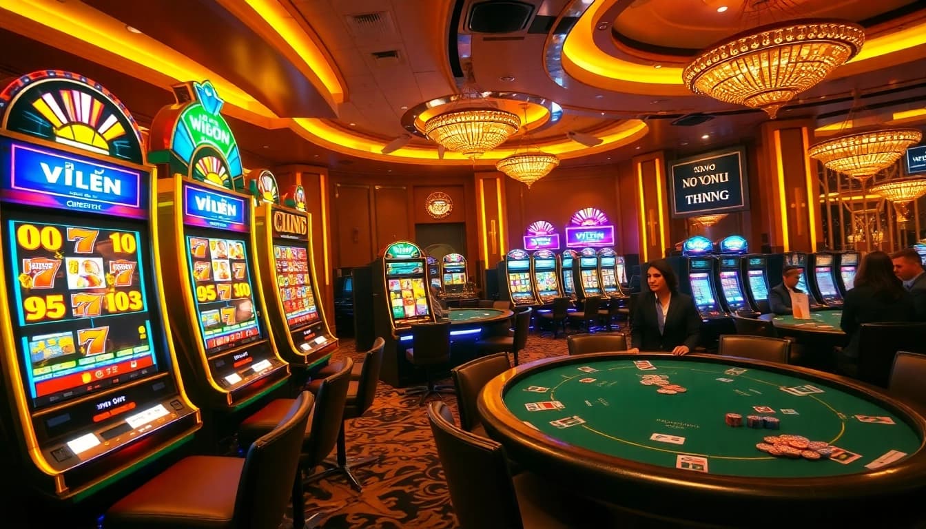 Nổ Hũ Đổi Thưởng at a luxurious casino showcased with exciting slot machines and thrilling gameplay.