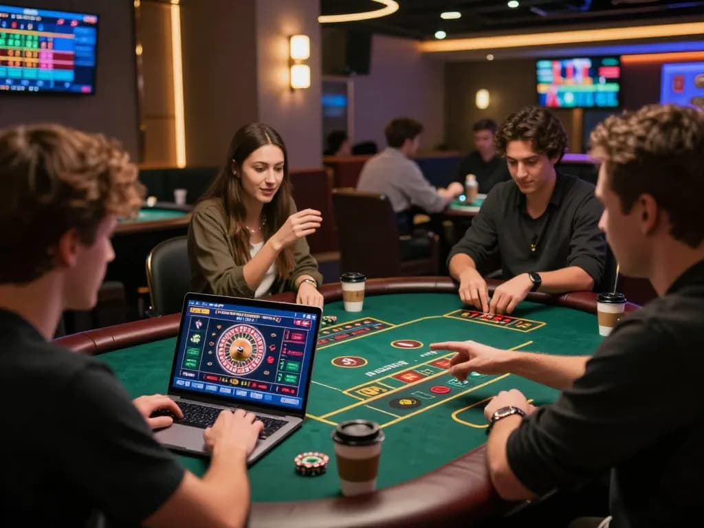 Kegembiraan permainan online di https://www.hotel-restaurant-megeve.com/fr/ dengan seorang pemain yang menikmati permainan roulette dealer langsung di suasana rumah yang nyaman