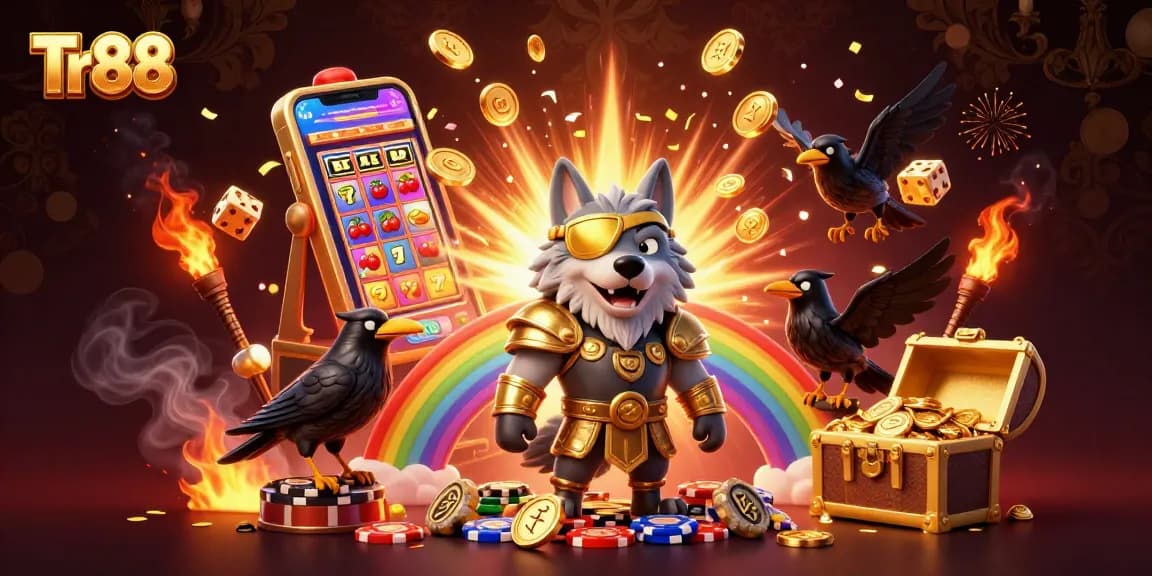 Experience the thrill of Tr 88 with a dynamic casino scene featuring Odin and treasure.