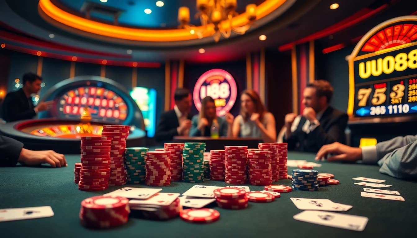 Experience the thrilling energy of uu88 at a luxurious poker table.