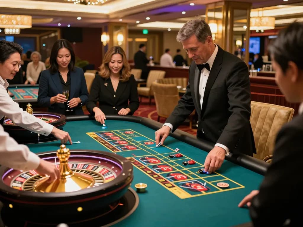 Experience the excitement of roulette betting at a casino in Papua New Guinea with players engaged.