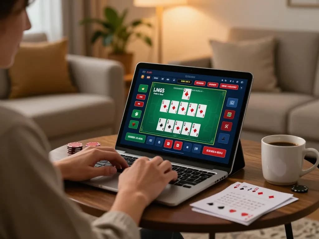 Playing live blackjack on 777VIP tablet in a cozy home setting, focusing on gaming strategy and enjoyment.