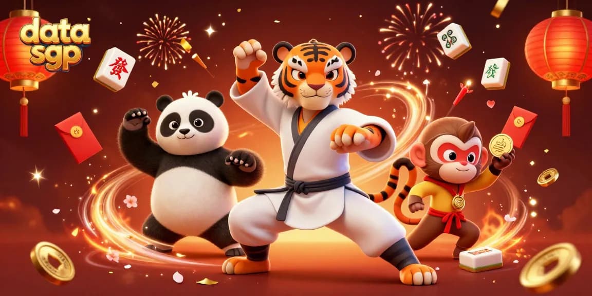Engage in the excitement of data sgp as characters celebrate with glowing lanterns and festive elements.
