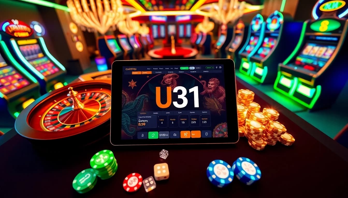 Exciting U31 casino gameplay showcasing a vibrant interface with roulette and poker elements.