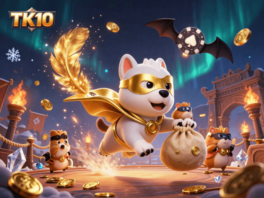 Experience thrilling adventures with TK10, a superhero dog in a casino-themed world!