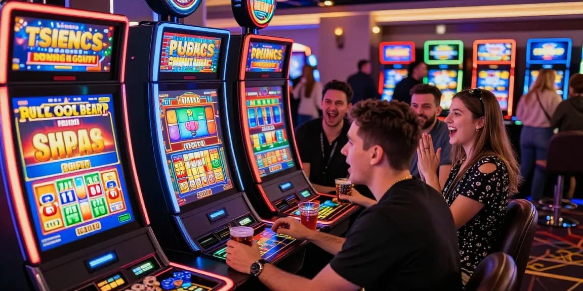 Players enjoying thrilling bonus buy slots UK on a lively casino floor filled with excitement and energy.