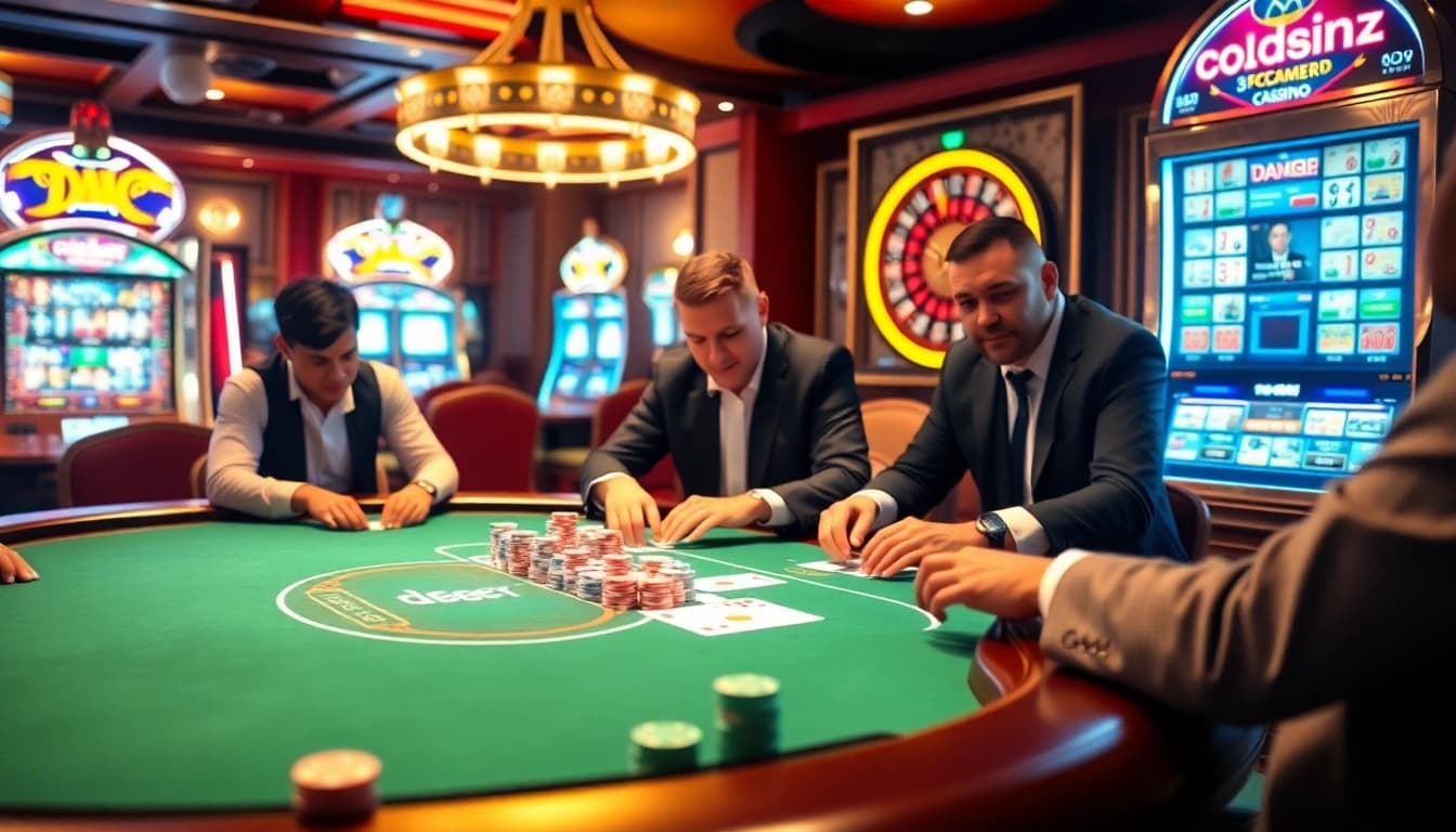 Experience the excitement of gambling at https://debet2.app/ with vibrant casino visuals of poker, slots, and roulette.