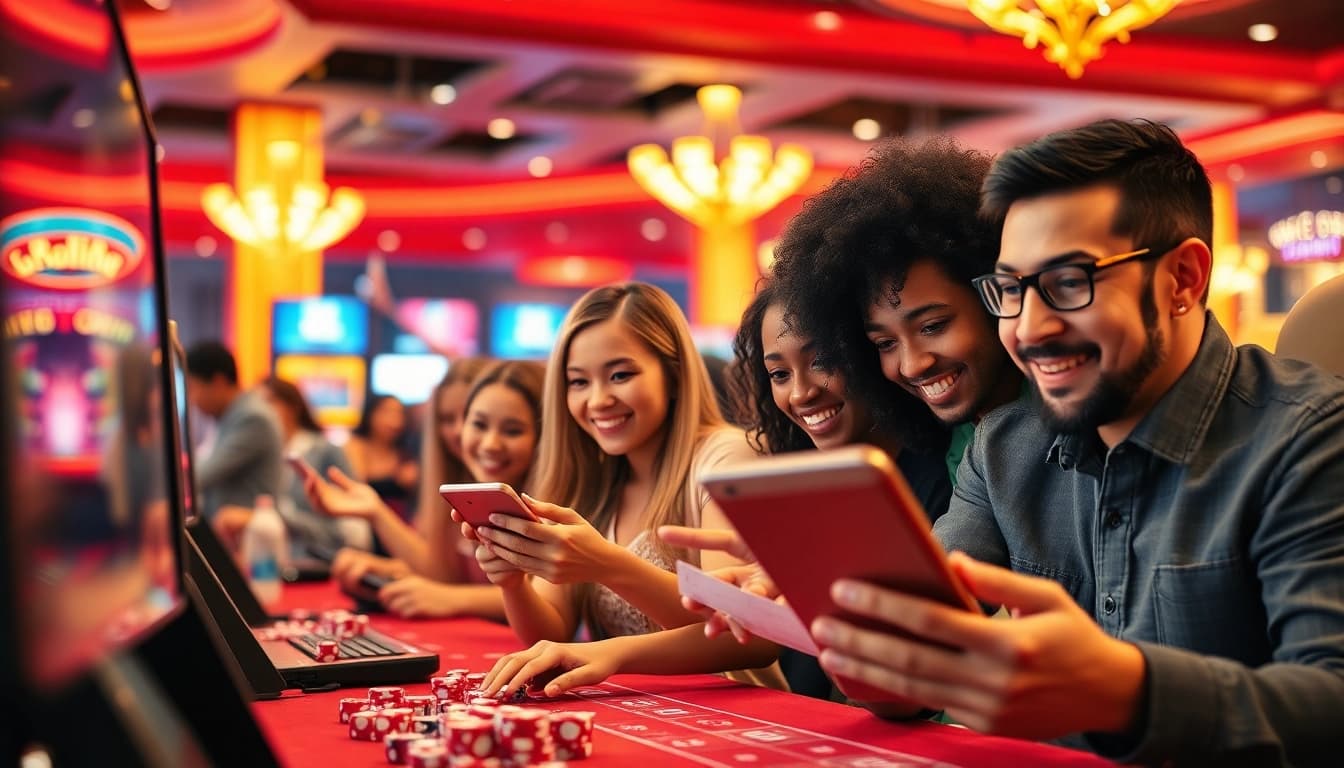 Exciting nhacaiuytin online gaming scene with players enjoying casino games.