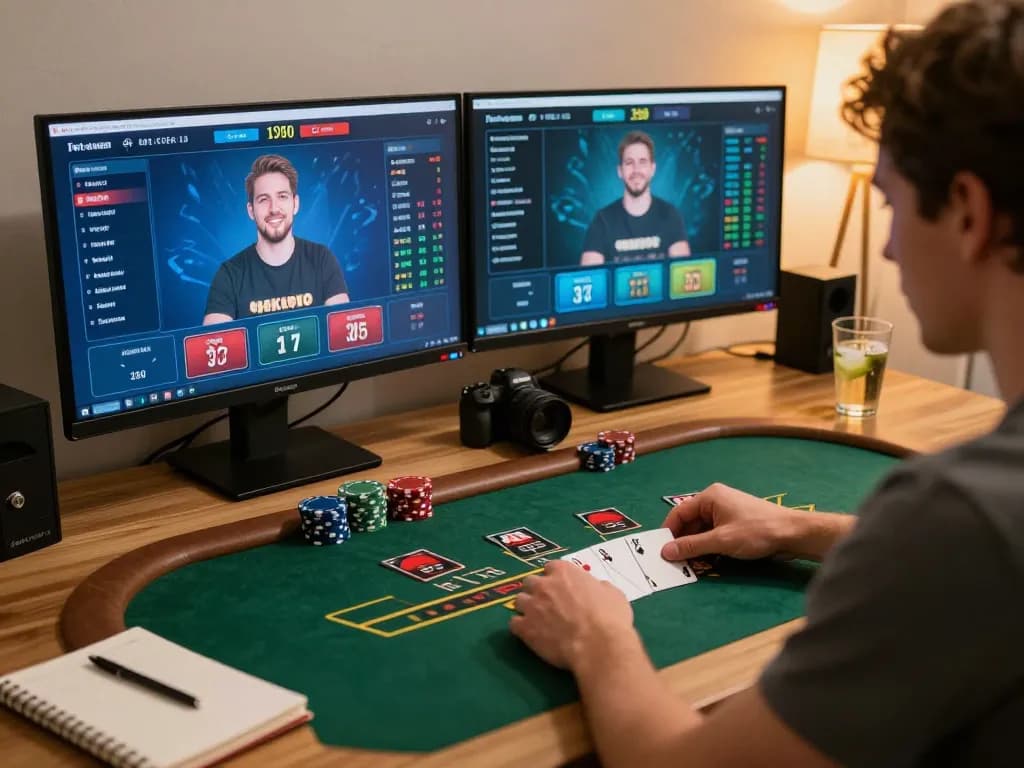 Player engaging with Go88's live dealer blackjack game, showcasing online gambling excitement and strategic play
